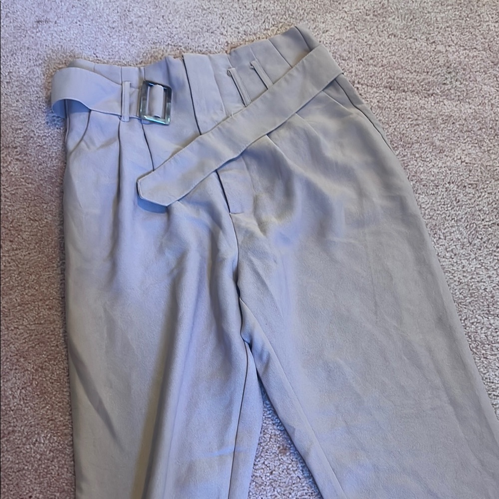 Stylish Dusty Pink High-Waisted Pants with Belt